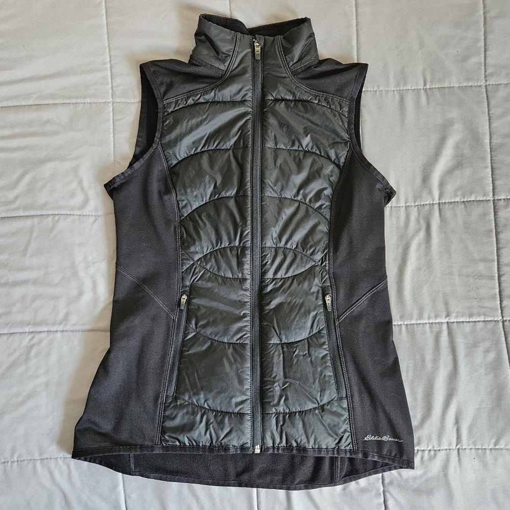 Eddie Bauer Zip Up Primaloft Puffer Vest Jacket Women's XS Black Sleeveless
